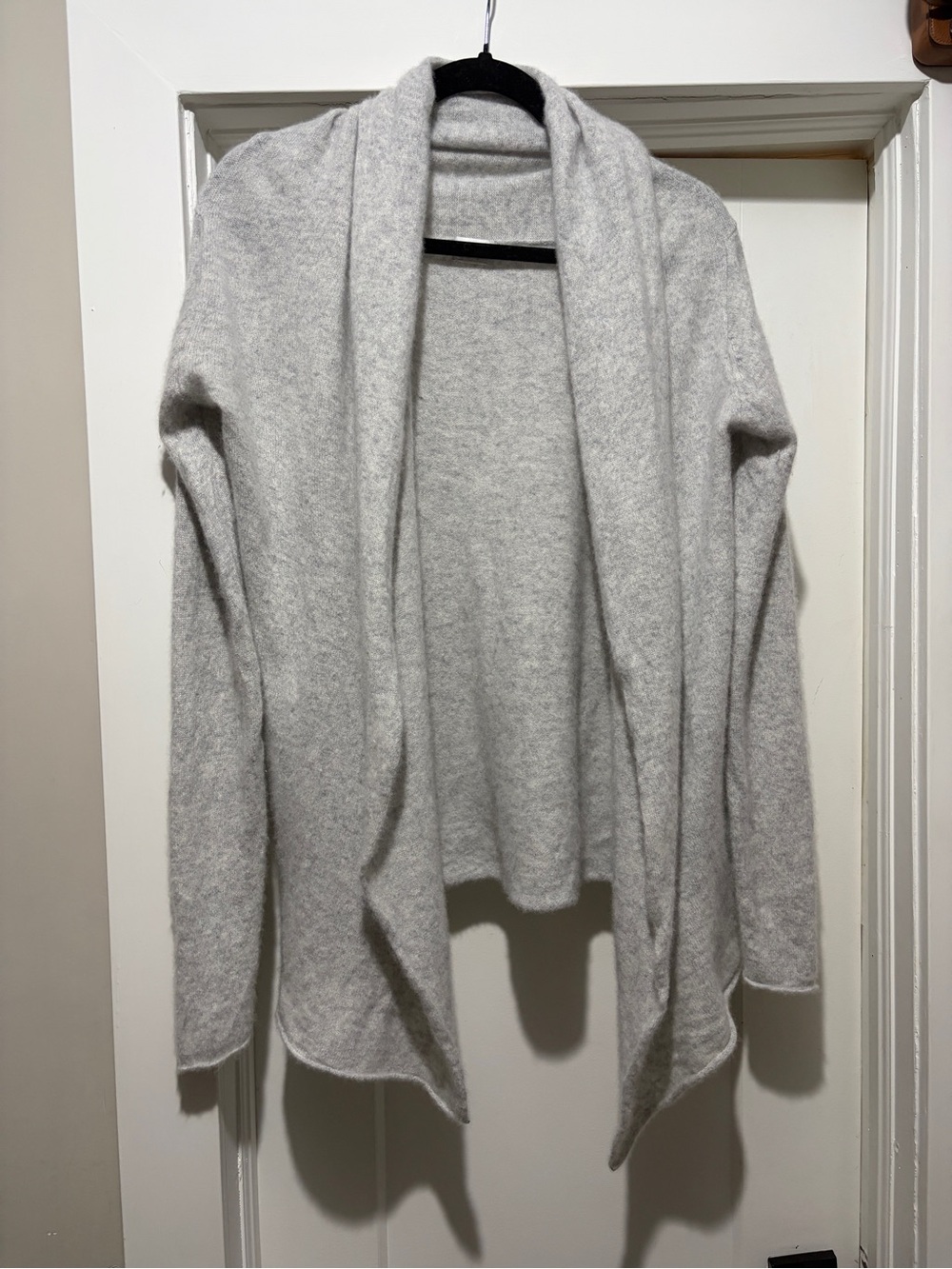 Club Monaco Light Gray Open-Front 100% Cashmere Cardigan